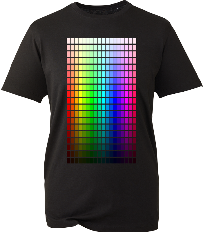 Colour swatch printed on a t-shirt